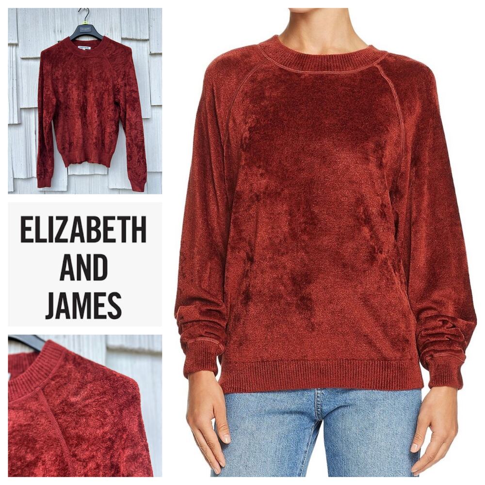 Elizabeth And James Pearl Velvet Sweatshirt Crewneck Raglan Sleeves Pullover XS